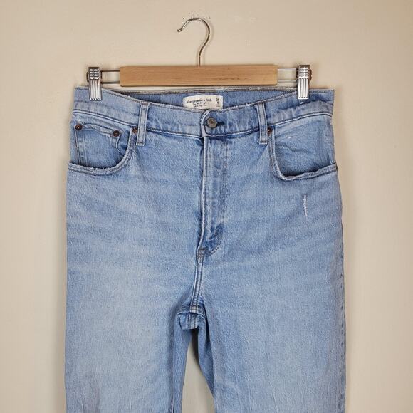 Abercrombie & Fitch Jeans 29 8 Light 90s Straight Ultra High Rise Distressed - Picture 2 of 9